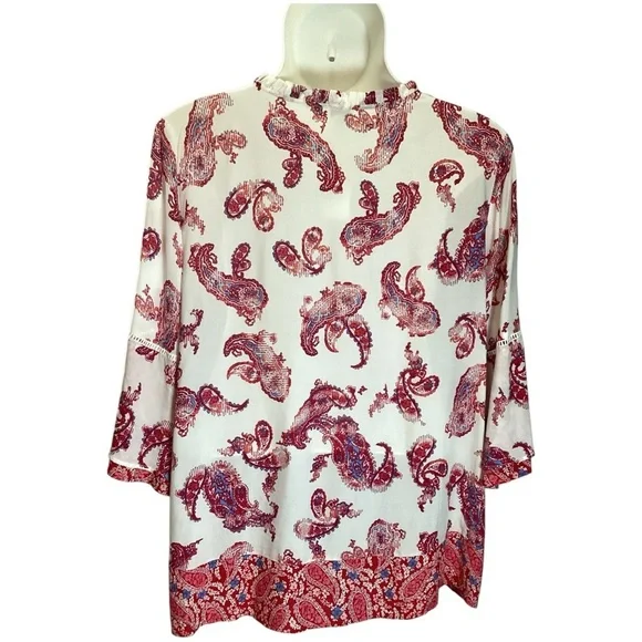 Plus Size, Cato Red and White Patterned Blouse, 3X - Picture 3 of 10
